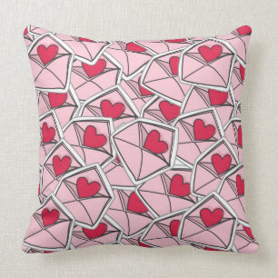 Valentine's Hearts on Envelopes Cushion