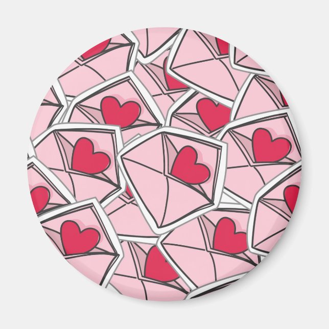 Valentine's Hearts on Envelopes Magnet (Front)