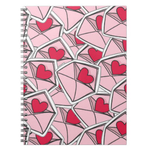 Valentine's Hearts on Envelopes Notebook