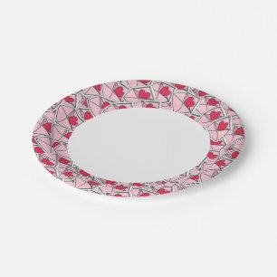 Valentine's Hearts on Envelopes Paper Plate