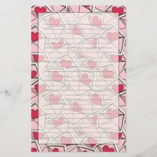 Valentine's Hearts on Envelopes Stationery