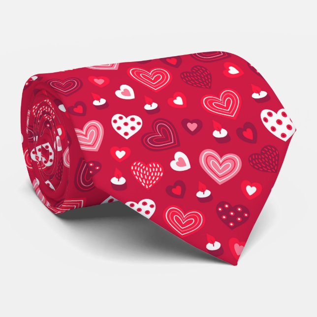 Valentine's hearts pattern 2 neck tie (Rolled)