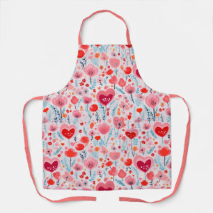 Valentines Hearts Pattern Love Apron