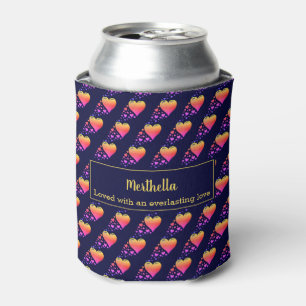VALENTINES HEARTS Personalised Custom Navy Can Cooler