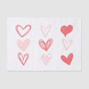 Valentine's Hearts Pink Minimalist Modern Tissue Paper