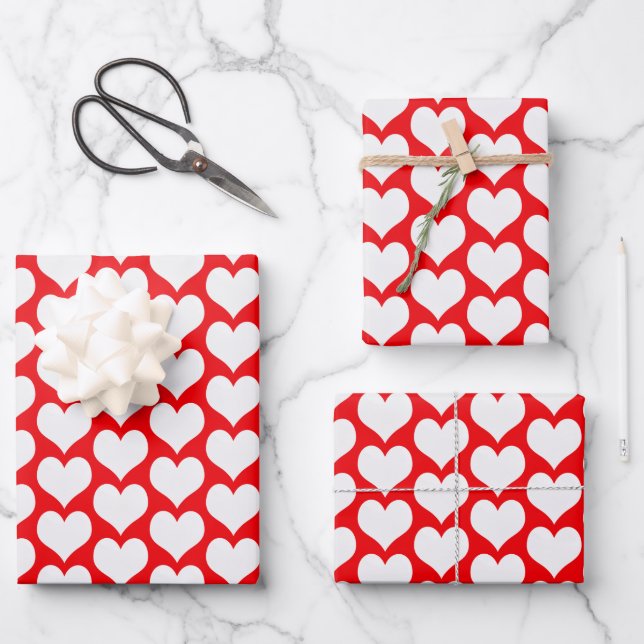 Valentines Hearts Wrapping Paper Sheet (Front)