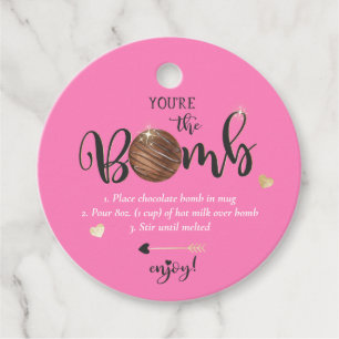 Valentine's Hot Chocolate Bomb You're the Bomb Favour Tags