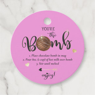 Valentine's Hot Chocolate Bomb You're the Bomb Favour Tags
