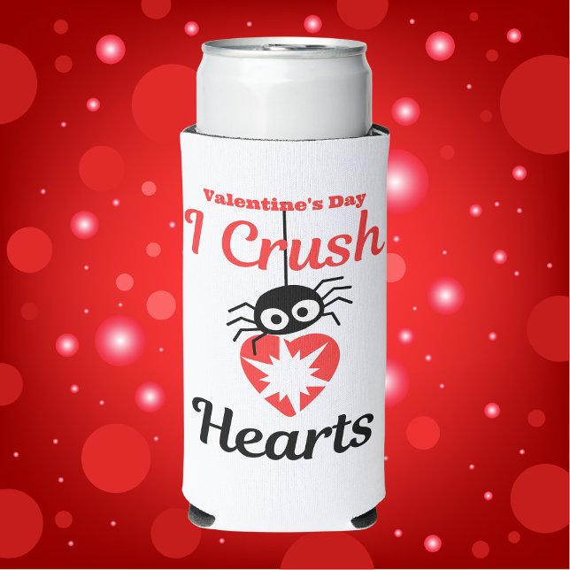 Valentine's I Crush Hearts cute spider | Seltzer Can Cooler (Creator Uploaded)