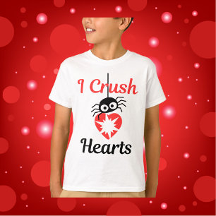 Valentine's I Crush Hearts cute spider   T-Shirt