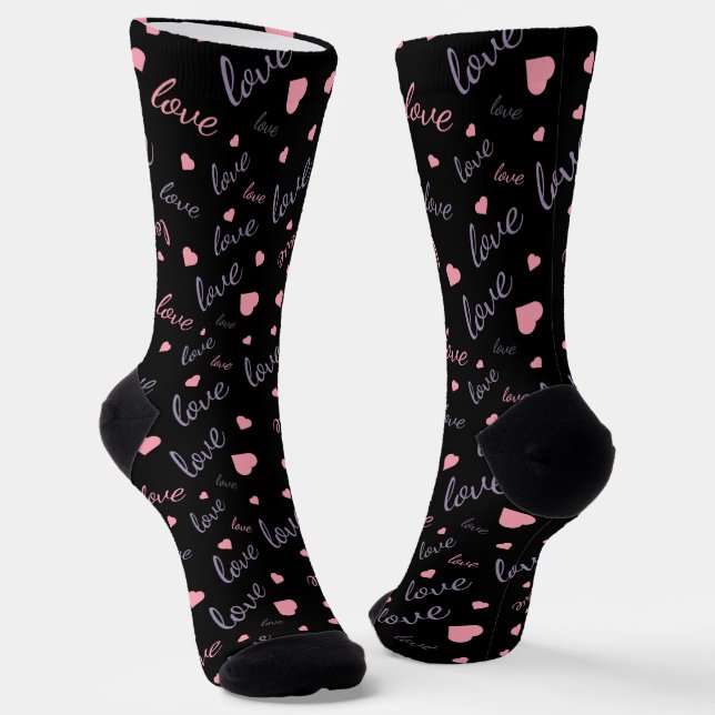 Valentines In Typo Graphed Love Socks (Angled)