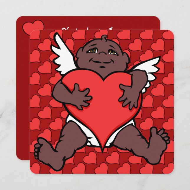 Valentine's Invitations African Cupid Cards Custom (Front/Back)