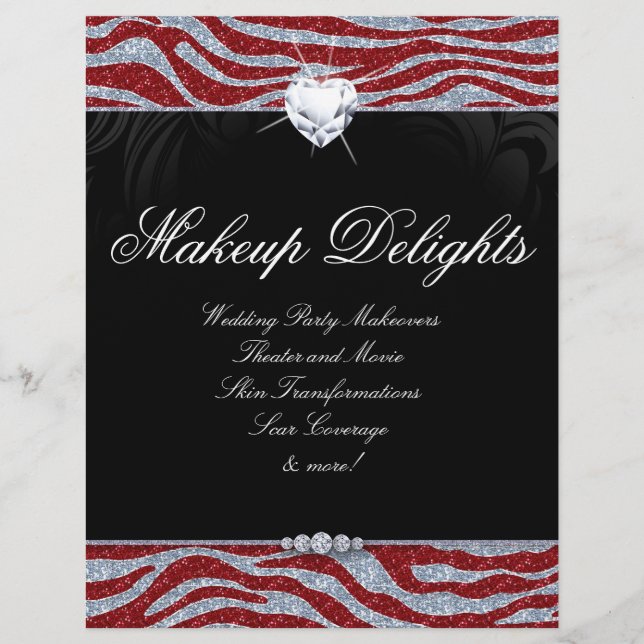 Valentines Jewellery Flyer Hair Salon Zebra Glitte (Front)