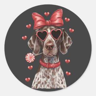 Valentine's Joy German Shorthaired Pointer Sweet Classic Round Sticker
