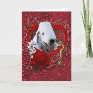 Valentines - Key to My Heart - Bedlington Terrier Holiday Card