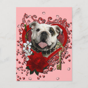 Valentines - Key to My Heart - Bulldog Holiday Postcard