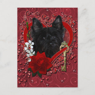 Valentines - Key to My Heart - Cairn Terrier Holiday Postcard