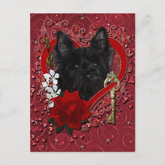 Valentines - Key to My Heart - Cairn Terrier Holiday Postcard (Front)