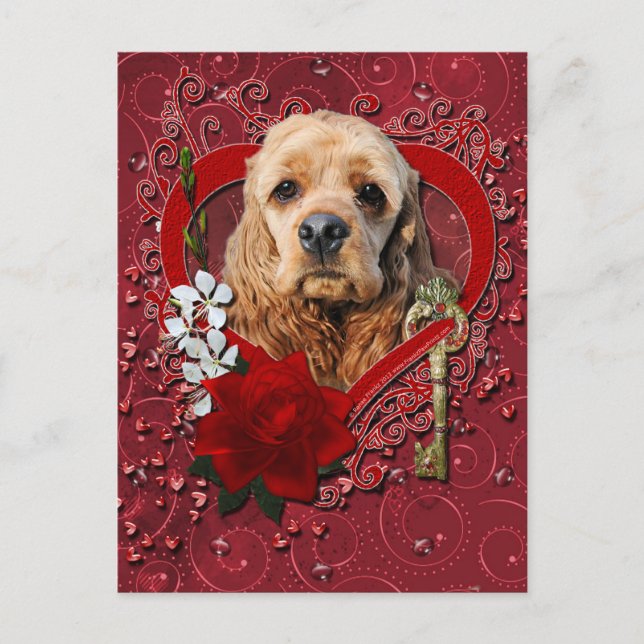 Valentines - Key to My Heart - Cocker Spaniel Holiday Postcard (Front)