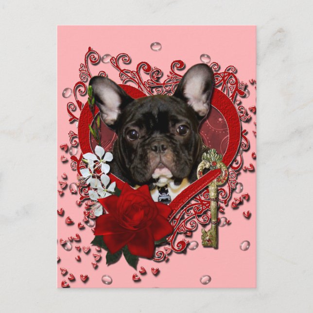Valentines - Key to My Heart - French Bulldog Holiday Postcard (Front)