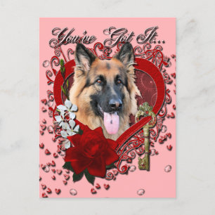 Valentines - Key to My Heart - German Shepherd Holiday Postcard