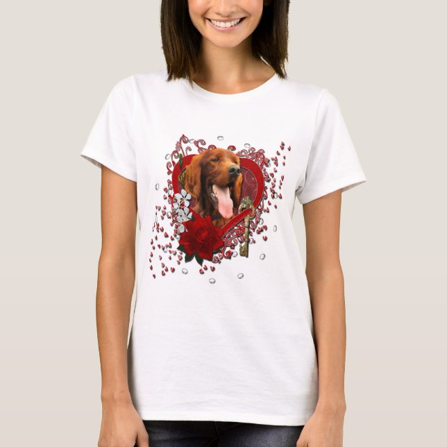 Valentines - Key to My Heart - Irish Setter T-Shirt (Front)