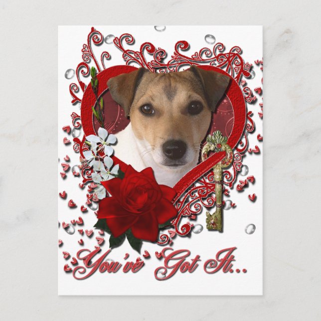 Valentines - Key to My Heart - Jack Russell Holiday Postcard (Front)