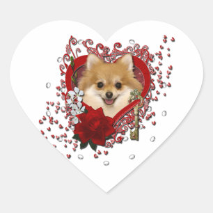 Valentines - Key to My Heart - Pomeranian Heart Sticker