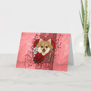 Valentines - Key to My Heart - Pomeranian Holiday Card