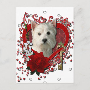 Valentines - Key to My Heart West Highland Terrier Holiday Postcard