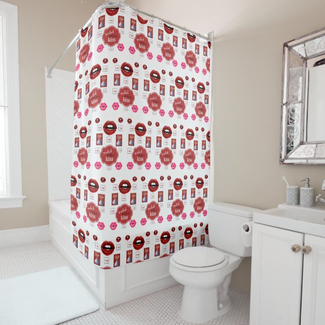 Valentines kiss shower curtain (In Situ)