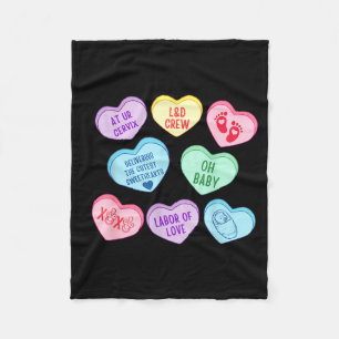 Valentines Labor And Delivery Nurse Heart Candy La Fleece Blanket