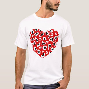 valentines leopard animal print heart red T-Shirt
