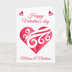 Valentines Lesbian  Pink Heart Card