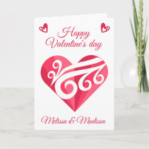 Valentines Lesbian  Pink Heart Card