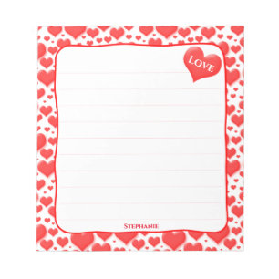 Valentine's List   Red Floating Hearts Pattern Notepad