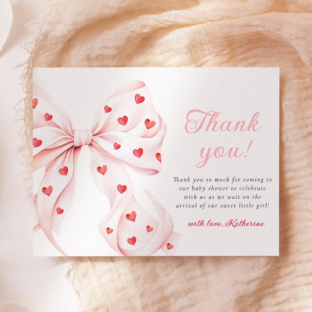 Valentine's Little Sweetheart Baby Shower Thank You Card (Creator Uploaded)