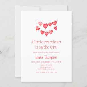 Valentine's Little Sweetheart Pink Baby Invitation