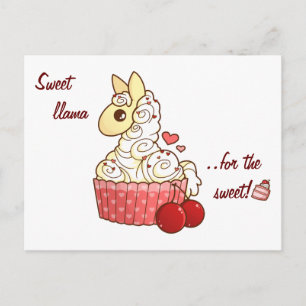 Valentine's Llama Cupcake Holiday Postcard