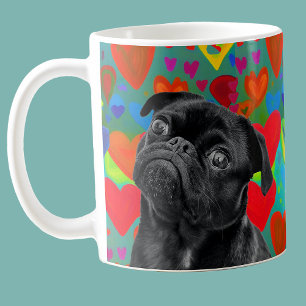 Valentines Love Hearts Photo Pug Dog Coffee Mug