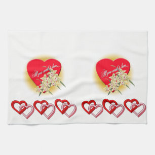 valentines love kitchen hand towel