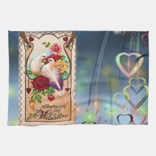 valentines love kitchen hand towel