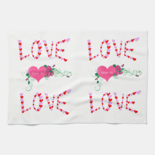 valentines love kitchen hand towel