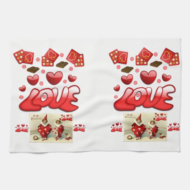 valentines love kitchen hand towel (Horizontal)