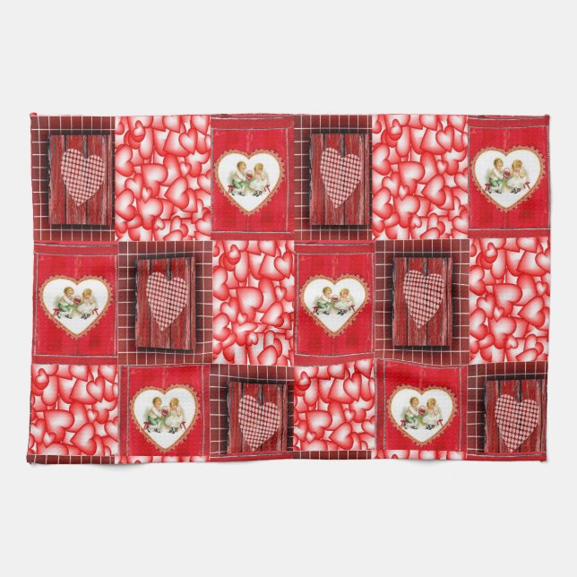 valentines love kitchen hand towel (Horizontal)