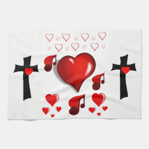 valentines love kitchen hand towel