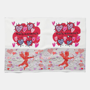 valentines love kitchen hand towel