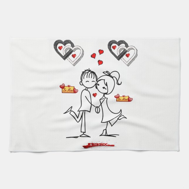 valentines love kitchen hand towel (Horizontal)
