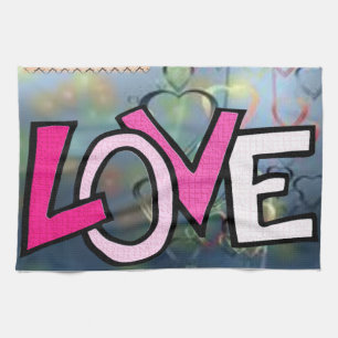valentines love kitchen hand towel