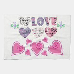 valentines love kitchen hand towel